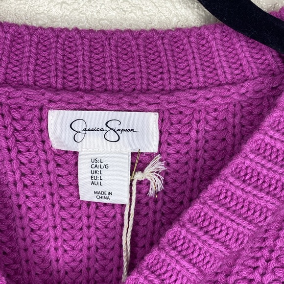 Jessica Simpson Magenta Cropped Knit Sweater NWT Size L - Picture 5 of 11